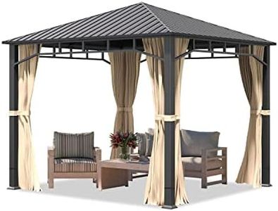 TOOLPORT Garden gazebo 3x3 m hardtop steel roof, 4 side panels in champagne, poles 9x9cm