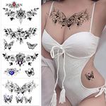 Roarhowl,sexy tattoo for women kit,Le tatouage sexy d'une femme,Flower and Butterfly fake Tattoos, abdominal, chest, thigh and back temporary tattoos (sexy tattoo 2)