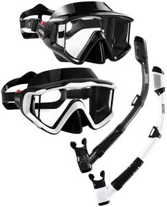Aegend 2 Pack Snorkeling Gear for Adults, Dry Snorkel Set Panoramic View Enhanced Anti-Leak and Anti-Fog Technology, Adjustable Strap for Snorkeling Scuba Diving Swimming with Mesh Bag