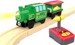 Motorized Train for Wooden Tracks, Remote Control Locomotive Train Set for Toddlers, Electric Train Toy Compatible with Thomas, Brio Railway Track