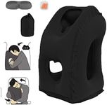 STTARLUK Inflatable Travel Pillow, Inflatable Airplane Pillow Comfortably Supports The Head, Neck and Chin, Inflatable Neck Pillow for Travel Pillow with Free Eye Mask/Earplugs (Black)