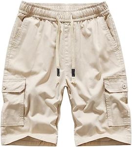 Msmsse Men's Summer Outdoor Shorts Cargo Relaxed Fit Casual Shorts for Hiking,Golf,Travel Beige US 42