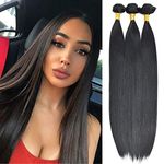 Yamel Synthetic Hair Bundles Straight 3 Bundles 210g Soft as Human Hair Natural Black Hair Weft 20 20 22 Inch