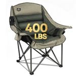 LANMOUNTAIN Oversized XL Folding Camping Chair,Heavy Duty Support 400Lbs,Large Comfy Padded Camp Chair for Adults,Lawn Arm Chair w/Cup Holder,Phone Holder,Carry Bag Perfect for Outdoor（Brown）