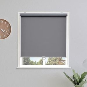 Sunoff Blackout Roller Shades Blinds Cordless for Windows Pull Down Room Darkening Door Blinds with Thermal Insulated Easy to Install for Living Room,Bedroom,Home,Office Bathroom Grey 23" W x 72" H