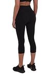 TCA Womens High Waisted 7/8 Length Capri Tight Gym Workout Fitness Running Leggings with Pocket - Black, S