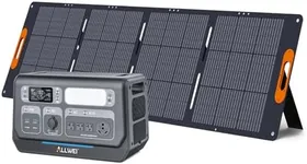 ALLWEI LiFePO4 Portable Power Station 2400W(Surge 4800W) with 1x 200W Solar Panel Included, Fast Charge in 1.5H, 4 AC Outlet, 2048Wh Solar Generator for RV Camping Emergency Outdoor Home Use