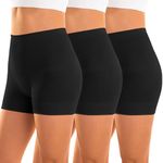 INNERSY Women's Tummy Control Shapewear Anti Chafing Slip Shorts for Under Dresses 3-Pack(Black,Medium)