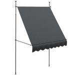 Outsunny 2 x 1.2m Free Standing Retractable Awning, Non-Screw Patio Sun Shade Shelter with Support Pole Stand and UV Resistant Fabric, for Window, Door, Porch, Deck, Dark Grey