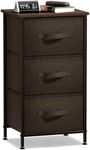 Sorbus Nightstand with 3 Drawers - Bedside Furniture & Night Stand End Table Dresser with Steel Frame, Wood Top, Easy Pull Fabric Bins for Home, Bedroom Accessories, Office & Dorm