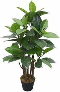 Requena Artificial Tree with Lifelike Leaves, Realistic Plant in Black Plastic Pot, 90cm Tall, Perfect for Home or Office Decoration, OAK3127