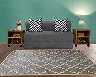 Dr Smith Sofa Cums Bed Furniture for Home | 2 Seater - 4'X6' Feet | with 2 Printed Cushions (Zigzag Pattern) Jute Fabric - Grey Color