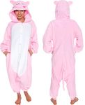 Funziez! Silver Lilly Unisex Adult Pajamas - Plush One Piece Cosplay Pig Animal Costume (Pink, Large)