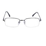 JoXiGo Half Frame Reading Glasses for Men Women Metal Rectangular Frame Spring Hinge + Glasses Strap,Grey +2.0