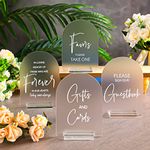 4 Pcs Acrylic Wedding Reception Signs with Stand Clear Gifts and Cards Sign with Holder Please Sign Our Guestbook 5 x 7 Inch Rustic Calligraphy Wedding Sign for Wedding Ceremony Reception (Arch)