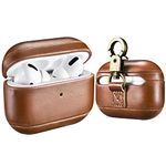 AirPods Pro Case Cover, ICARER Premium Genuine Leather Vintage Portable Shockproof Protective Cover with Keychain for Apple AirPods Pro AirPods 3 2019 (LED Visible) Support Wireless Charging (Brown)