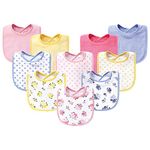 Luvable Friends Baby Girls' Cotton Drooler Bib, Handkerchief, Floral 10 Pack, One Size