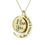 Gold and Silver Coloured Chain Love Necklace - I Love You to the Moon and Back - Gift for Girlfriend, Mom, Daughter, Niece, Birthday Gift (Gold)