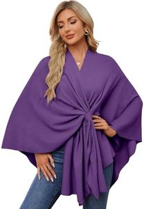 PULI Women's Elegant Shawl Wraps Soft Open Front Poncho Sweater for Spring Fall Winter Purple