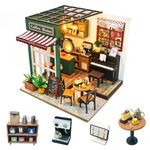 SICSHTOP DIY Miniature Dollhouse Kit, Elegant Vintage Style Wooden Doll House with Dessert, 3D Wooden Puzzle Mini Book House with LED for Adults, Holiday Birthday Present for Girls/Boys