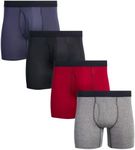 Reebok Men's Boxer Briefs - 4 Pack Soft Performance Boxers for Men with Fly Pouch - Quick Dry Active Mens Underwear Pack S-XL, Size Medium, Black/Red/Grey/Charcoal