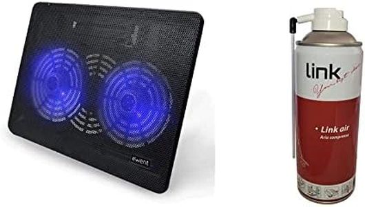 Ewent EW1256 - Pad di raffreddamento a 2 ventole, per Notebook fino a 17" & Link SP30 Bomboletta LINK AIR. Spray aria compressa per la pulizia di Tastiere