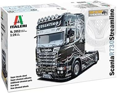 Italeri 3952S - 1:24 Scania R730 Streamline Show Truck, Model Making, Kit, Stand Model Making, Crafts, Hobby, Gluing, Plastic Kit, Detailed, Unisex Adults, Black