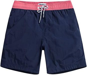 MaaMgic Mens Quick Dry Solid Swim Trunks with Mesh Lining Swimwear Bathing Suits,Navy-glm007,Medium