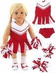 Cheerleader Outfit for 18in Dolls, Red, Includes Dress, Underwear, and Pompoms | American Fashion World