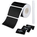 Cerolopy 150Pcs Waterproof Chalkboard Labels, Reusable Blackboard Stickers for Kitchen Organize with 1 White Chalk Pen,Removable Label Sticker on a Roll for Jars, Scrapbooking(Rectangle Shape)