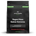 Protein Works - Vegan Mass Gainer Extreme | High Calorie Protein Powder | Weight Gainer | Vitamins & Minerals | 10 Shakes | Strawberries 'n' Cream | 2kg