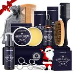 Beard Care Kit for Men, LIONMANE Beard Grooming Kit-Beard Balm,Beard Wash & Oil,Comb, Brush,Scissors,Hair Thinning Comb, Beard Trimming Set, Birthday Gifts for Him/Husband/Boyfriend/Dad