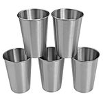 CAMBUY Stainless Steel Cups 18 oz Unbreakable and Reusable Drinking Cups Eco-Friendly Healthy Tumbler Set for Milk Juice and Water Dishwasher Safe (5 Pcs)