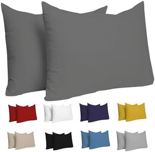 Dreamzie Funda Almohada 30x50 (Juego de 2) - Antracita - para Las Almohadas 30 x 50 cm - 100% Algodon Jersey - Funda de Almohada Algodon - Funda Cojin para Cama - Protector de Almohada