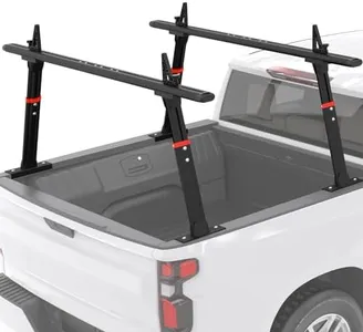 GORWARE Truck Ladder Rack Adjustable Aluminum Truck Bed Ladder Rack Universal Fit for Pickup, with 800 lbs Loading Capacity, Black