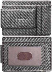Toughergun Slim Wallet for Men RFID Blocking Money Clip, Minimalist Front Pocket Credit Card Holder, Magnetic Thin Mens Wallets with ID Window (Glossy Weave Silver)