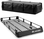 ARKSEN 82" x 39" x 6" Roof Rack Cargo Basket with Foldable Fairing, 250 lbs Heavy Duty Steel Rooftop Carrier with 500D PVC Waterproof Cargo Bag, Ideal for Kayaks, Canoes & Luggage