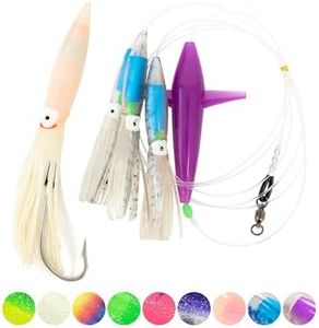 BLUEWING Fishing Daisy Chain Big Game Daisy Bird Bulb Squid Trolling Bird Tuna Lures Fishing Teasers for Marlin Sailfish Fishing Crystal Blue