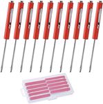 Pocket Screwdriver with Magnet 10PCS Mini Magnetic Pocket Flathead Screwdriver with Clips –Slotted Screwdriver Set for Automotive Technicians, Mechanicians, Electricians – Red