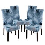 NIBESSER Chair Covers for Dining Chairs, Elastic dining chair covers Print Removable Kitchen Chair Slipover Protector For Home Restaurant Hotel Office Vintage Luxury (Palm Blue, 4pcs)