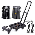 Jogtlyer Folding Hand Truck Lightweight,Foldable Luggage Cart Dolly with 6 Rotate Wheels,300 lbs Heavy Duty Hand Dolly for Moving Travel Shopping Airport Office Use