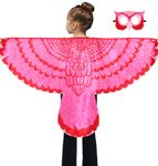 D.Q.Z Bird-Wings-Owl-Costume for Kids with Mask, Dress Up Clothes for Boys Girls Eagle Role Play Hallowen Party (Hot Pink)