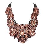 Ever Faith Champagne Color Chunky Statement Necklace, Stunning Rhinestone Crystal Costume Bib Collar Necklace for Women Girls