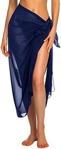 Ekouaer Women Beach Sarong Bathing Suit Wrap Skirt Long Swimsuit Chiffon Wrap Cover Ups for Swimwear Blue