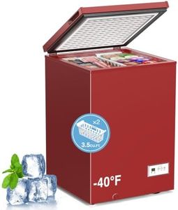 Kismile 3.5 Cu.Ft. Compact Chest Deep Freezer, Top-Opening Design | Red, -40°F to 14°F, Energy Efficient, Adjustable Digital Thermostat, Ultra-Low Temperature, with 2 Removable Baskets