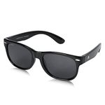 ROZIOR Kid's Wayfarer Non-Polarization Sunglasses Smoke Frame Smoke Lens ( Small ) Black - Pack Of 1