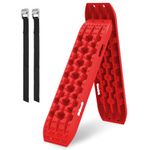 ZESUPER Recovery Traction Tracks Escape Buddy Traction Mats for Off-Road Mud, Sand, Snow (Pack of 2) (Red)