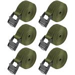 6Pcs 8.2ft Tie Down Straps, Heavy Duty Tensioning Belts, Adjustable Cargo Straps Ratchet Straps, Strap with Buckle, Lashing Straps Suitable for Motorcycle, Bike, Cargo, Trailer, Luggage（Army Green）