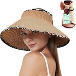 MAYLISACC Sun Visors Hats for Women Wide Brim Straw Sun UV Protection Beach Hats Foldable Floppy Hats for Women Travel