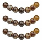 MJDCB Natural Round Stone Beads 8mm Coffee Striped Agate Loose Gemstone Beads for Jewelry Making Bracelet Necklace 43pcs